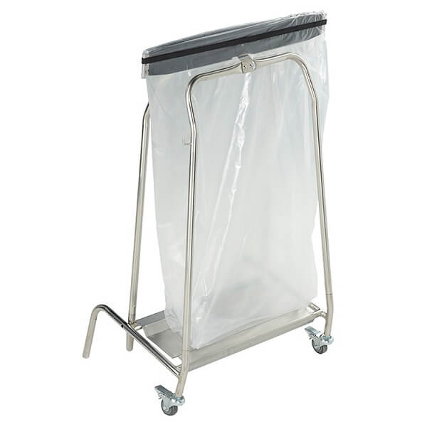 Chariot porte sac poubelle inox 110 litres